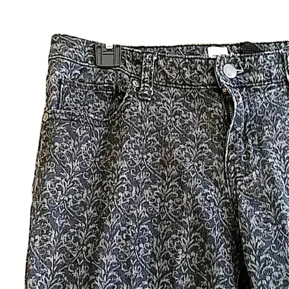 Mossimo Black Stretch Denim Gray Brocade Print Mid Rise Skinny Jeans - Picture 3 of 6